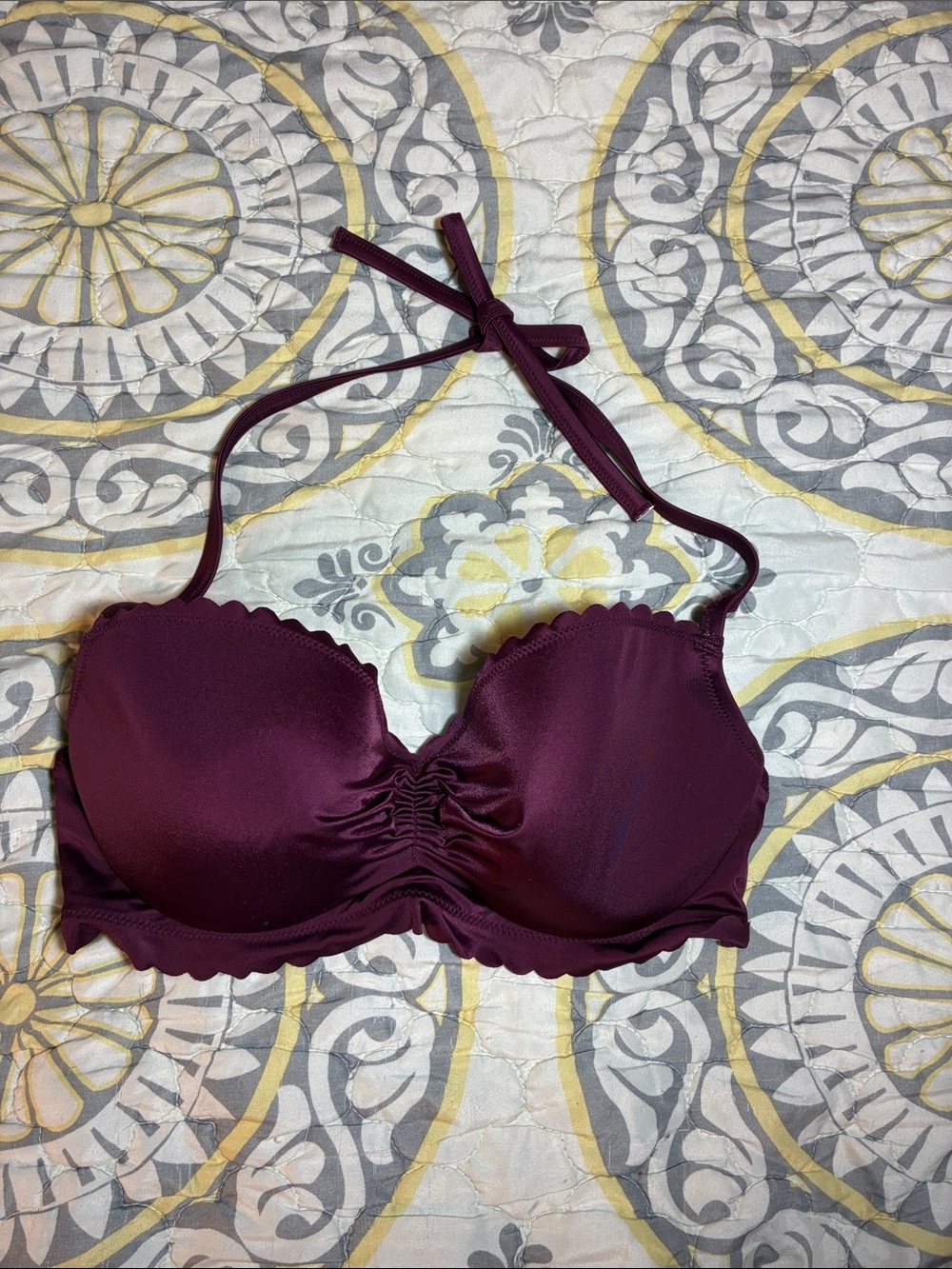 Victorias Secret Maroon Purple Swim Top Halter 34D